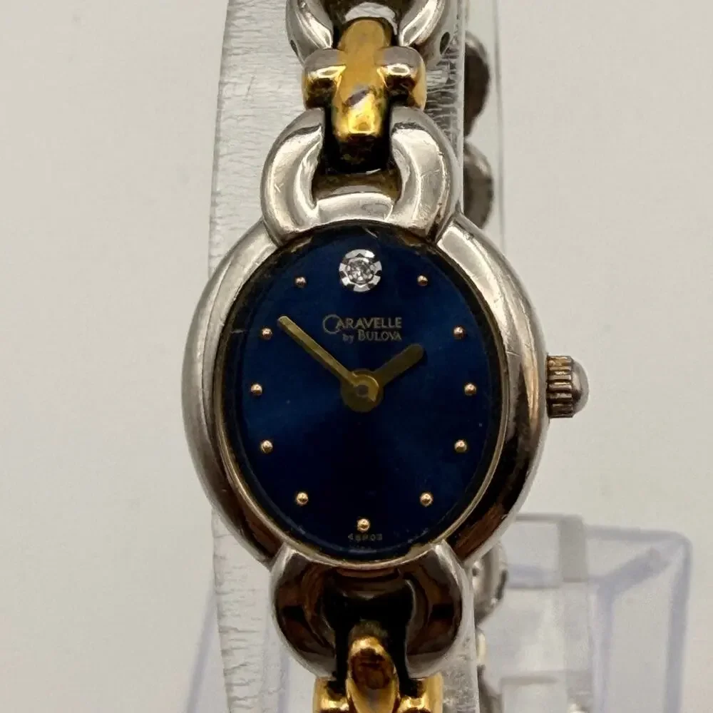 Elegant Caravelle by Bulova Two-Tone Diamond Watch Working New Battery